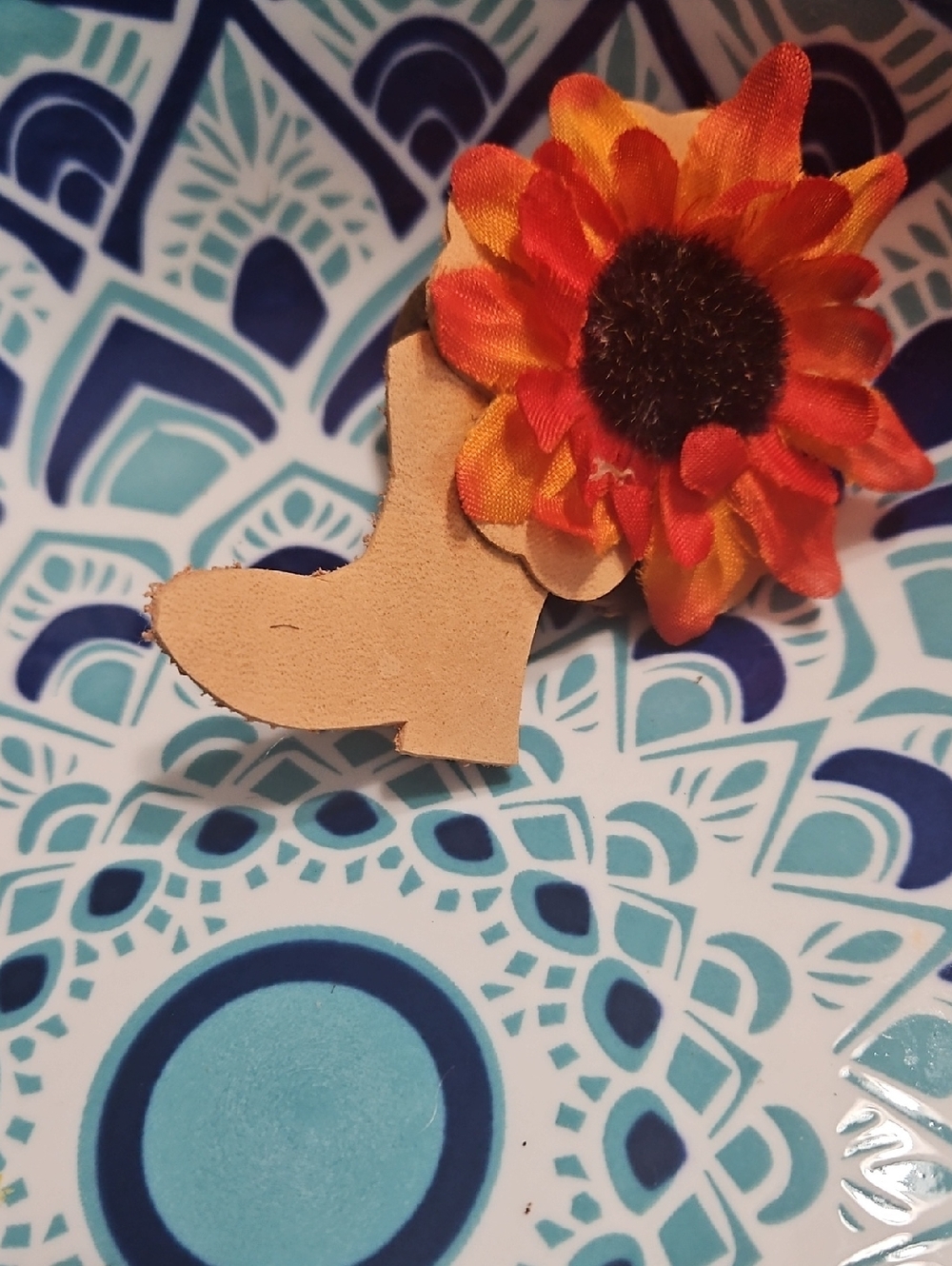 Hand Crafted Sunflower Cowgirl Boot Pet Collar Floral Charm Accent NEW